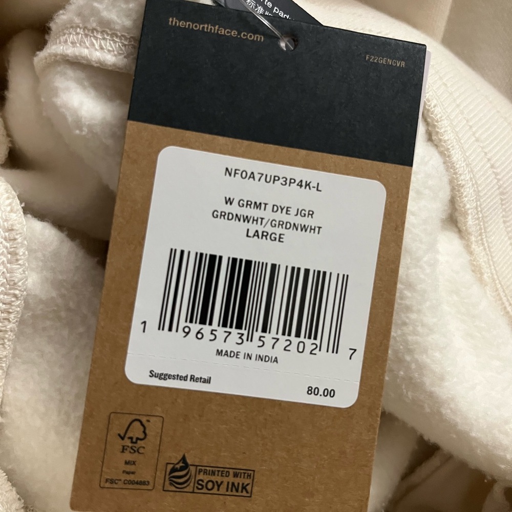 THE NORTH FACE Women’s Garment Dye Joggers Gardenia White size L & XL - Picture 5 of 5